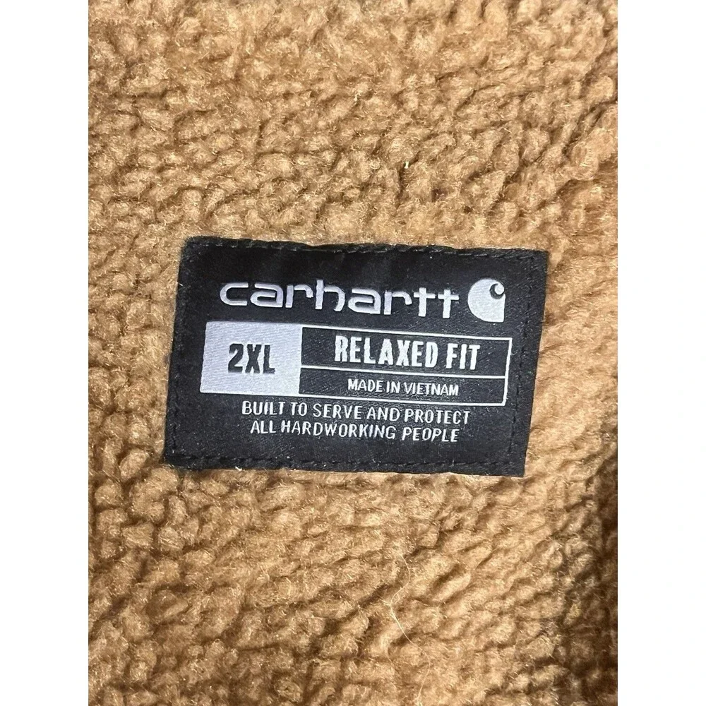 Carhartt Rain Defender Sherpa Lined Jacket Hoodie Mens 2XL Tan NWOT TS3308-M